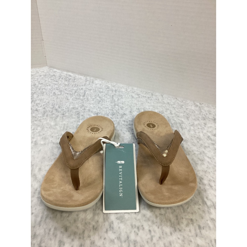 Revitalign Heron Toasted Coconut Brown Orthotic Flip Flop Sandals Womens 6B NEW‎